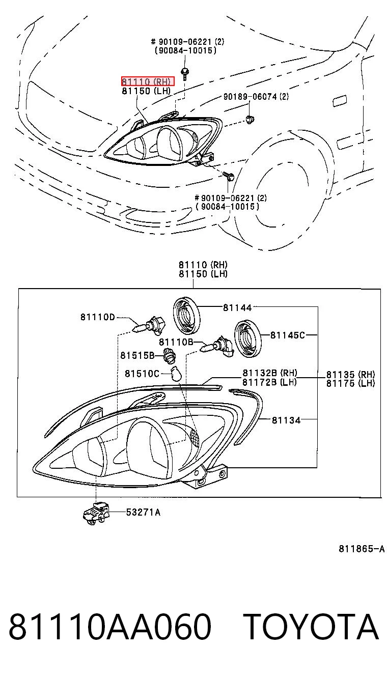 81110AA060 Toyota Фара правая