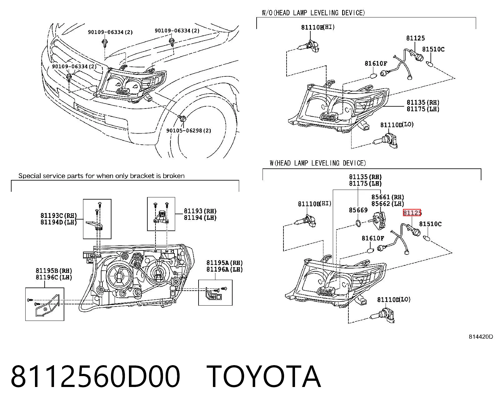 8112560D00 Toyota Дріт фари