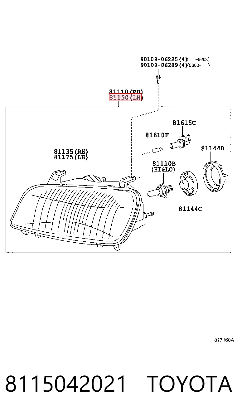 8115042021 Toyota Фара дальнього світла в зборі