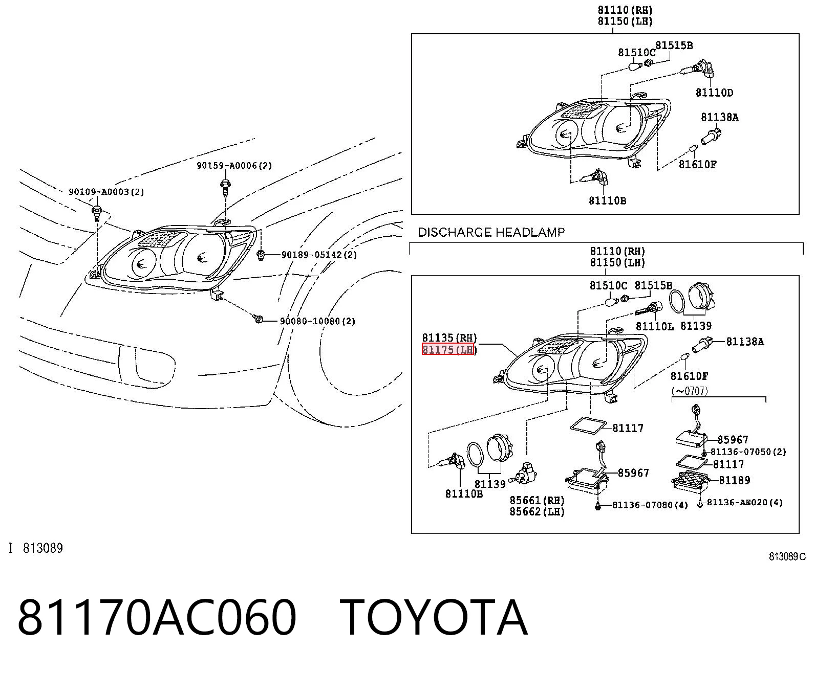 Фара ліва Toyota Avalon GSX30