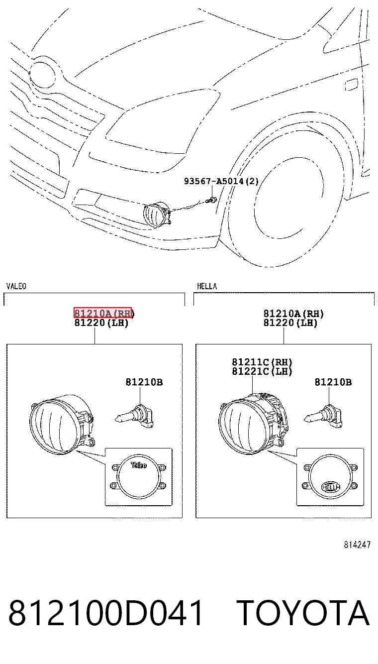 812100D041 Toyota Права протитуманні фари