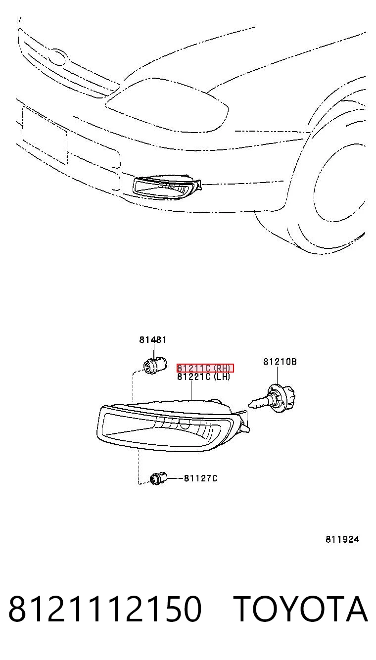 8121112150 Toyota Права протитуманні фари