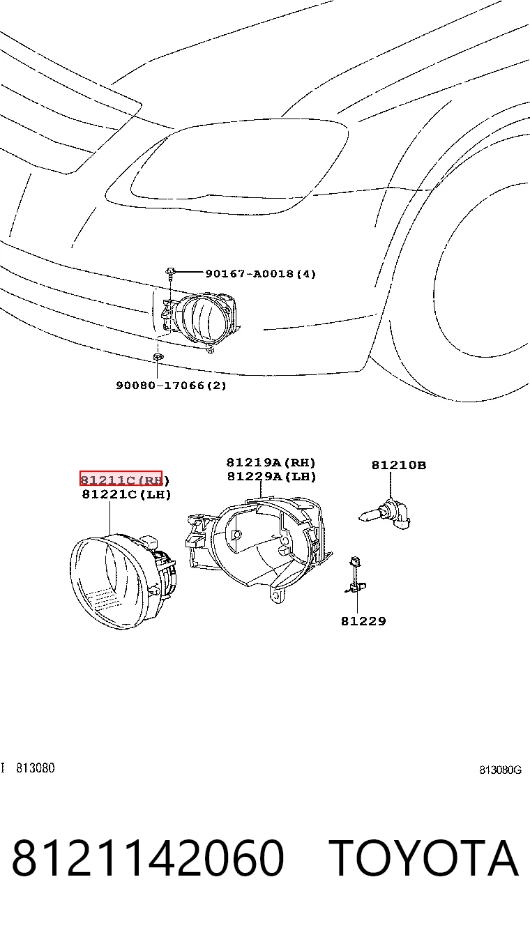 8121142060 Toyota Фара протитуманна, права