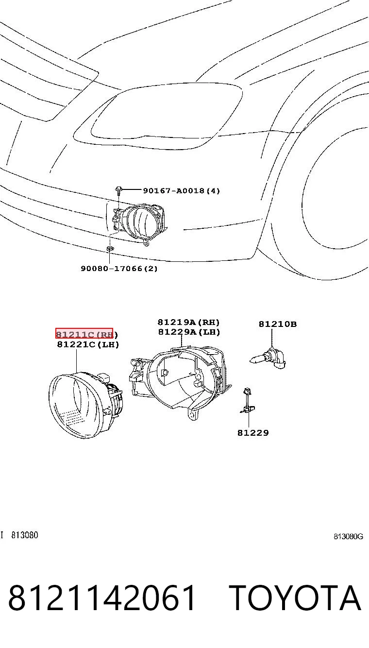 8121142061 Toyota Туманка права