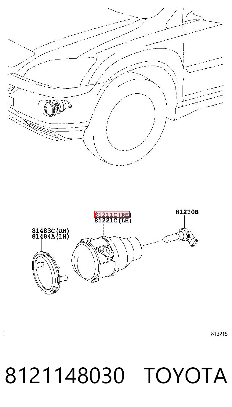 8121148030 Toyota Фара протитуманна, права