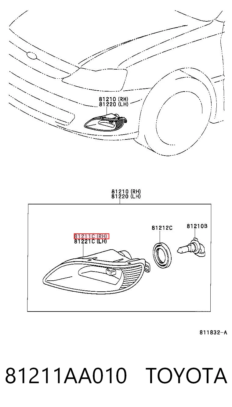 81211AA010 Toyota Права протитуманні фари