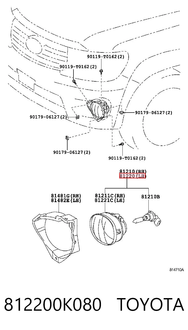 812200K080 Toyota Фара, ліва