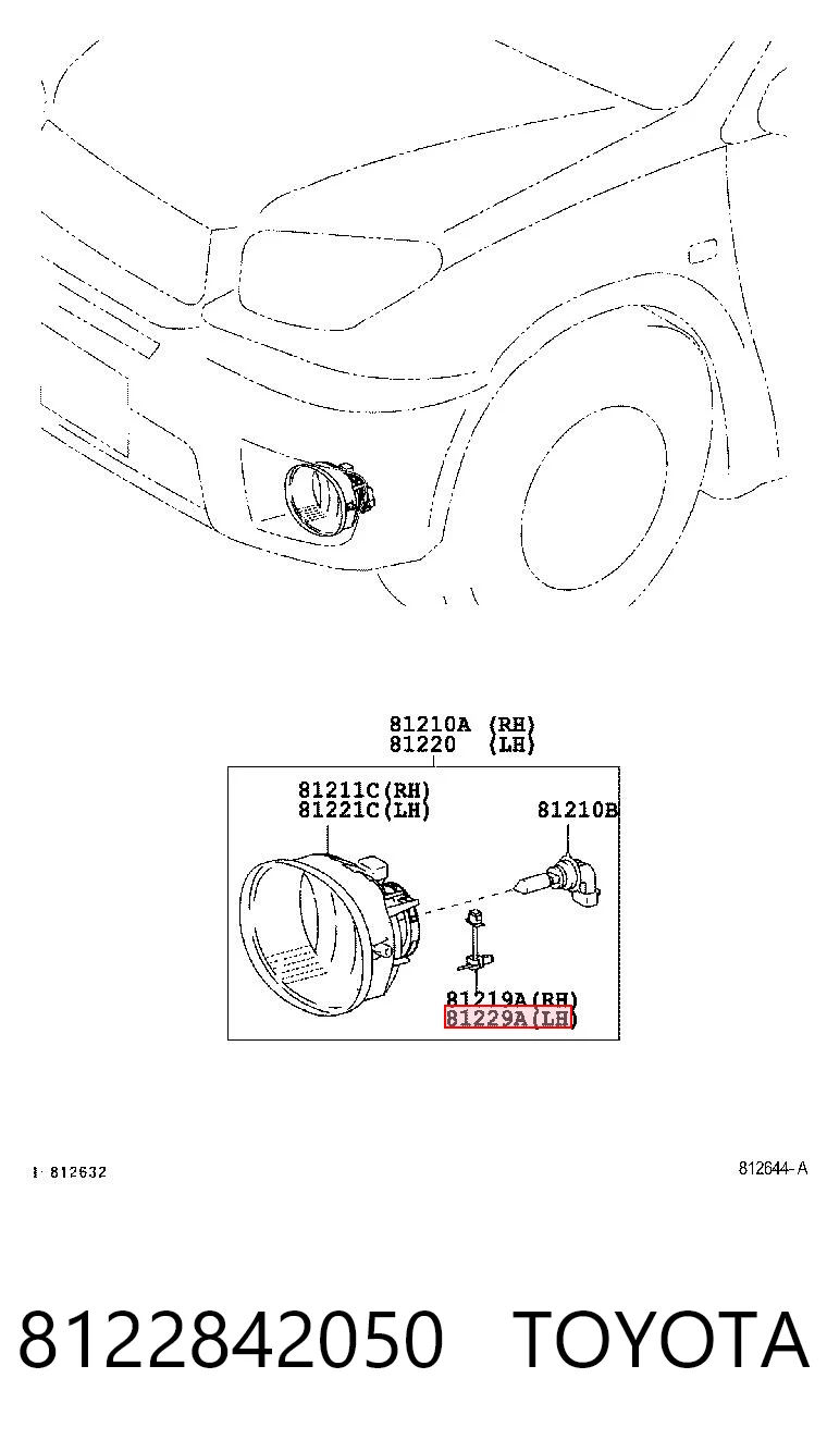 8122842050 Toyota Кронштейн кріплення протитуманной фари, лівої