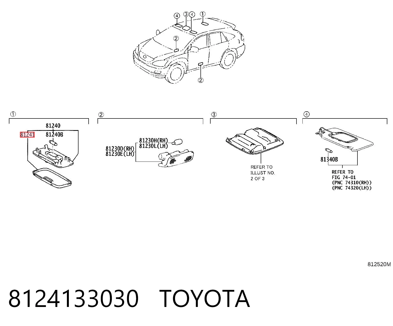 8124133030 Toyota Скло плафона освітлення салона/кабіни