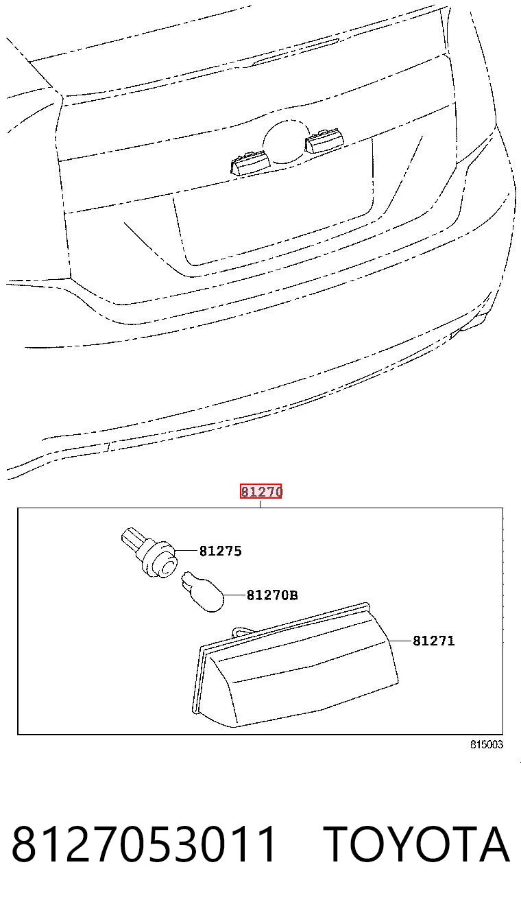 8127053011 Toyota Ліхтар освітлення номерного знака