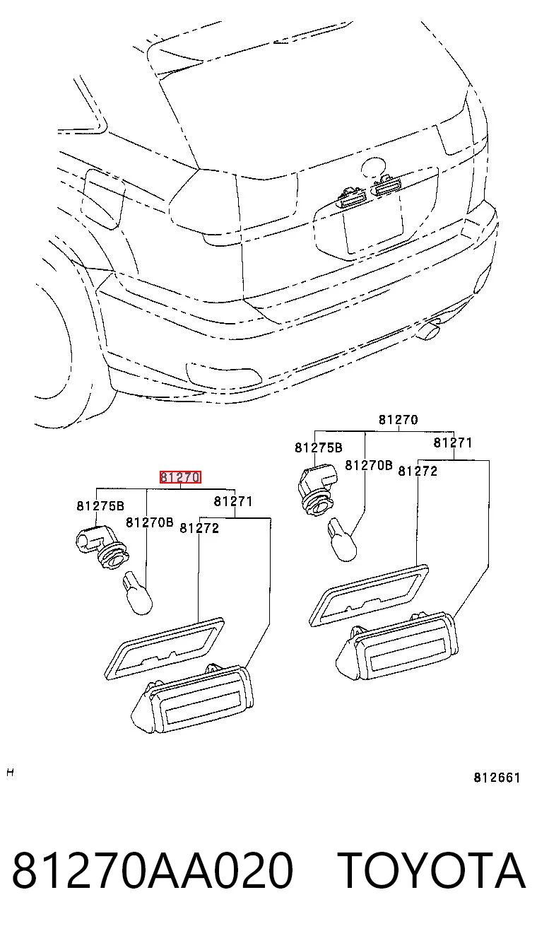81270AA020 Toyota Ліхтар освітлення номерного знака