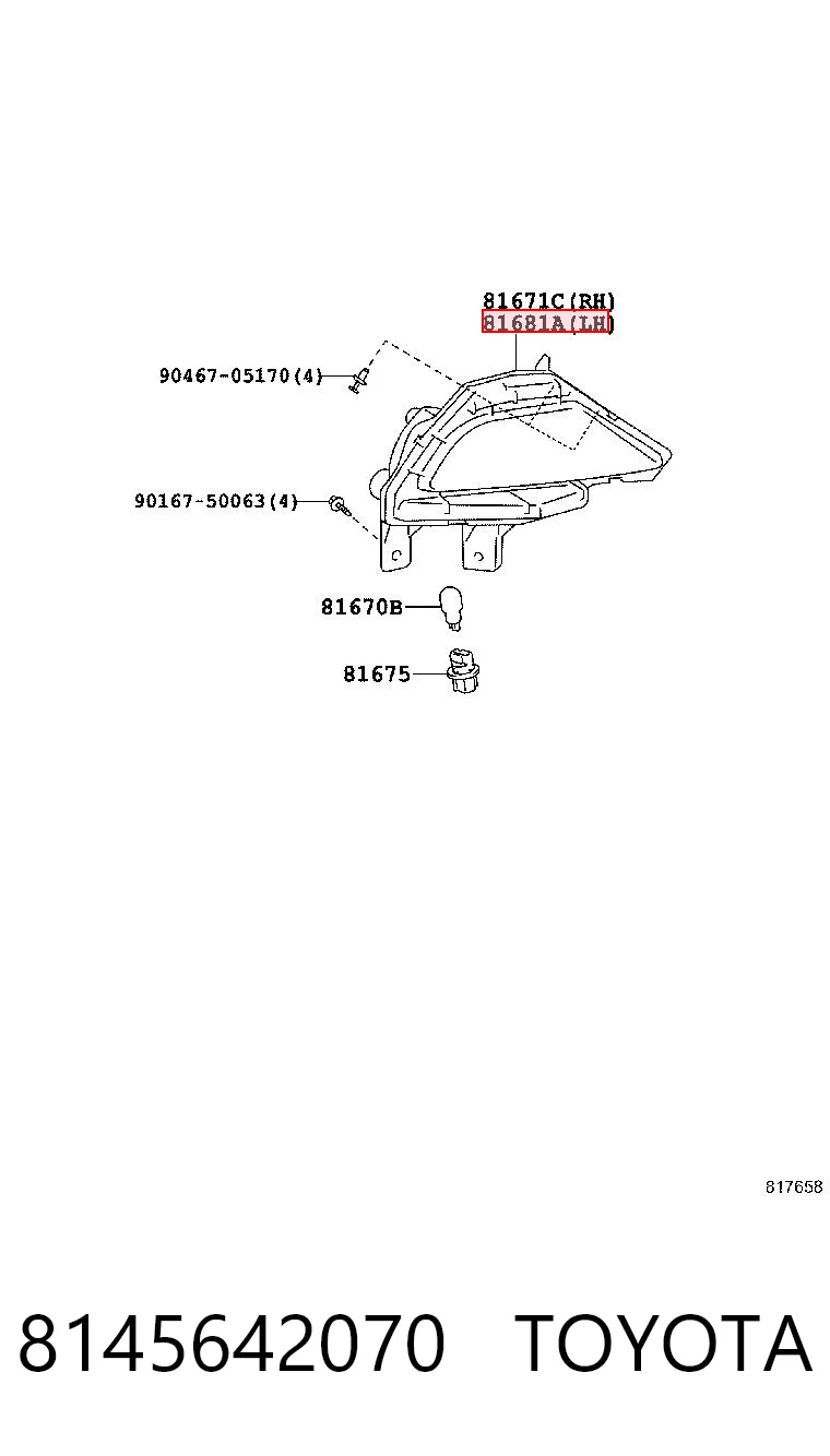 8145642070 Toyota Протівотуманнка задня, ліва