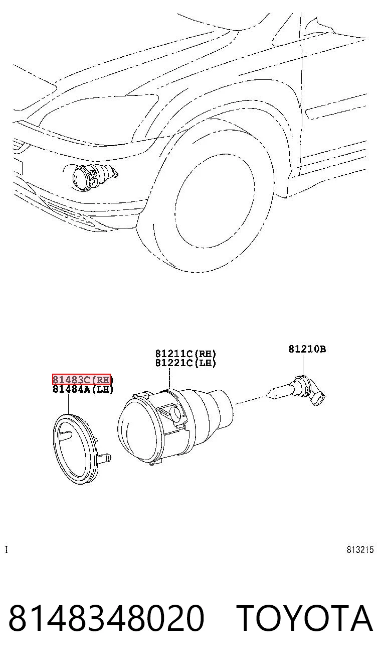 8148348020 Toyota Заглушка протитуманки передньої правої