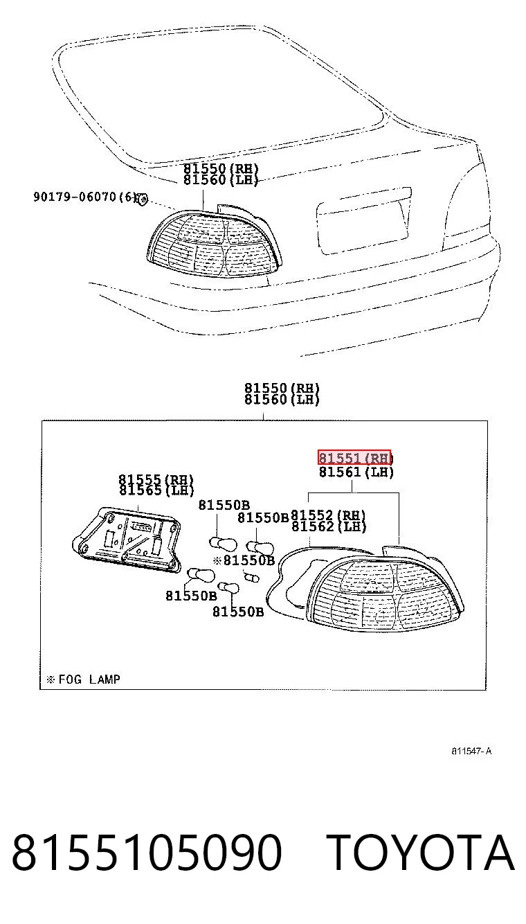 8155105090 Toyota Ліхтар задній правий