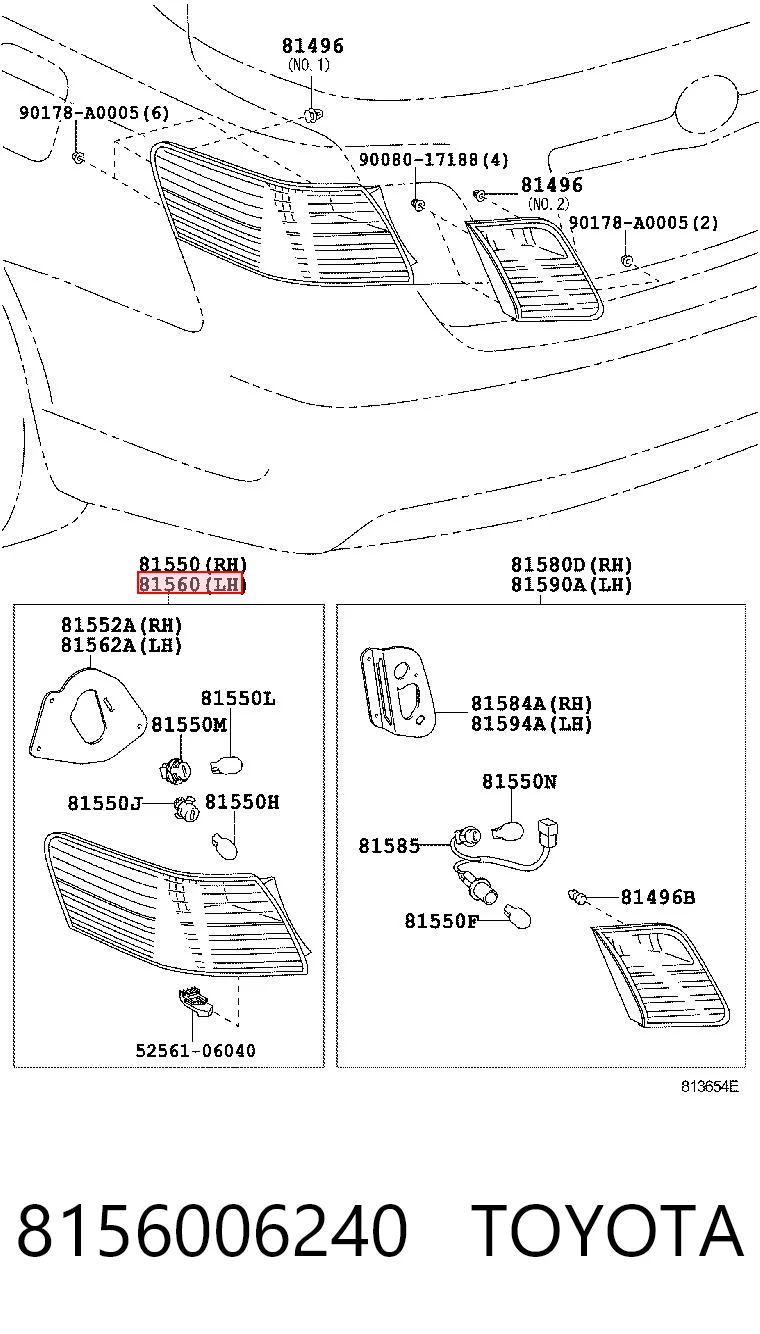 8156006240 Toyota Задній лівий зовнішній ліхтар