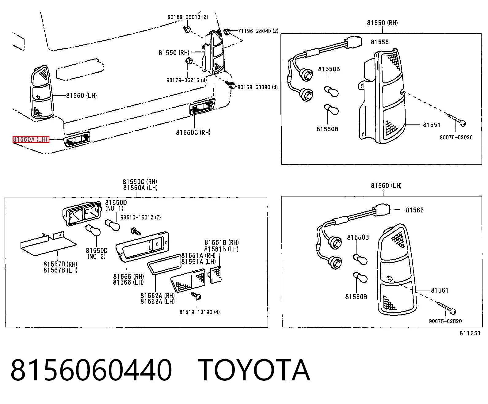 8156060440 Toyota Ліхтар заднього бампера, лівий