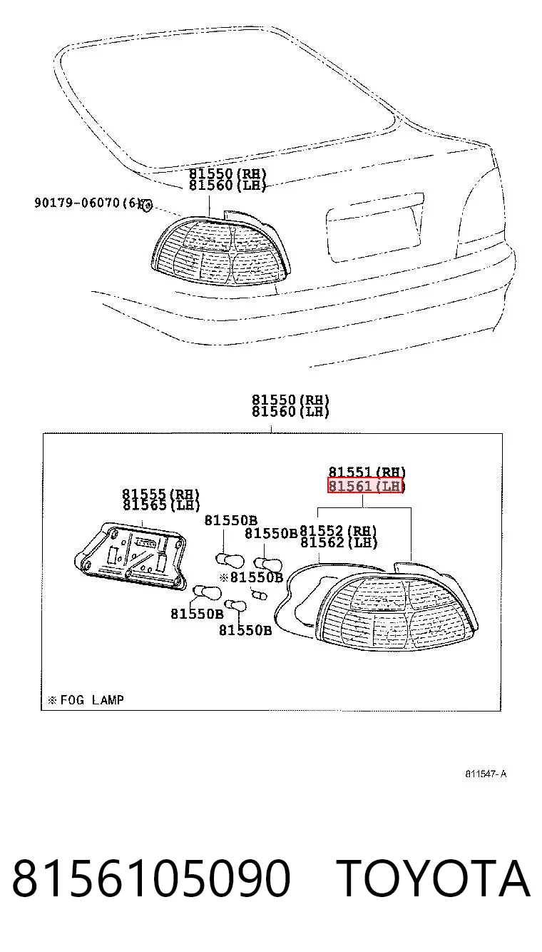 8156105090 Toyota Задня ліва фара