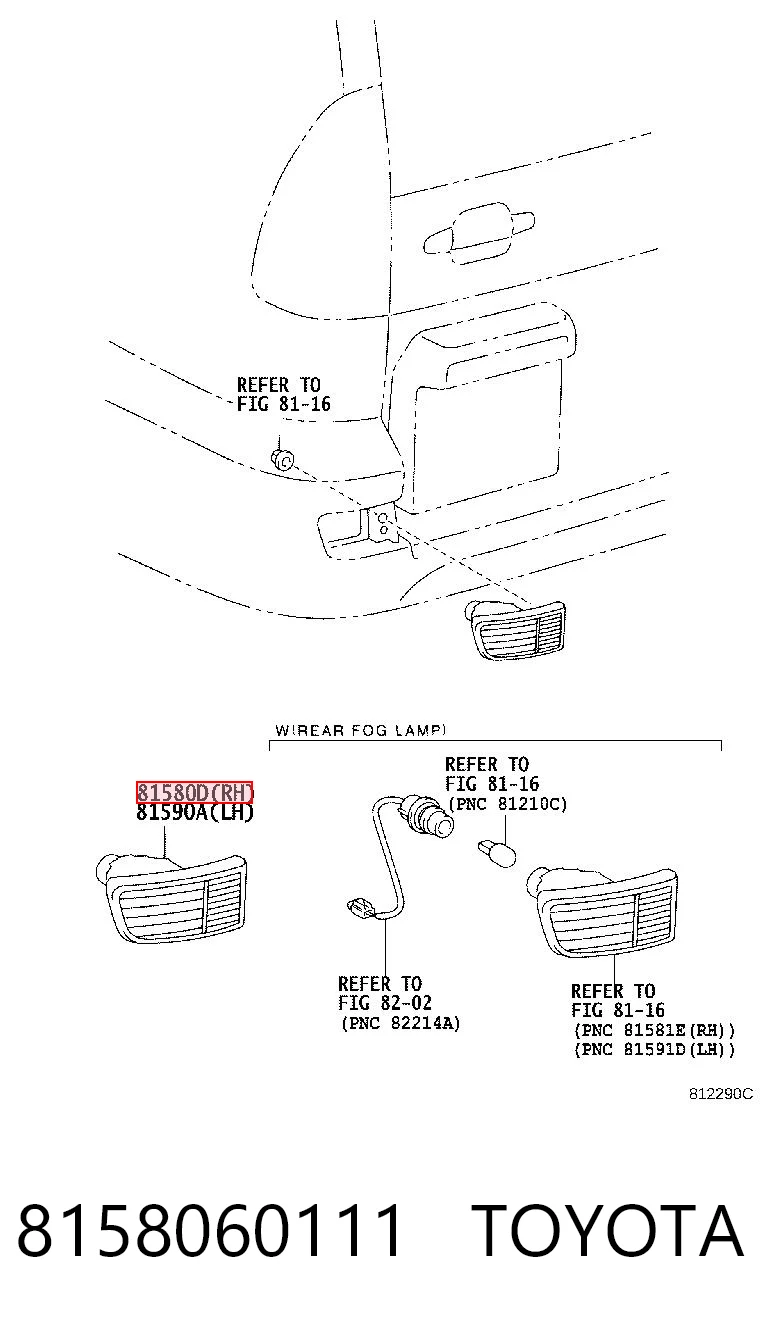 8158060111 Toyota Правий катафот бампера