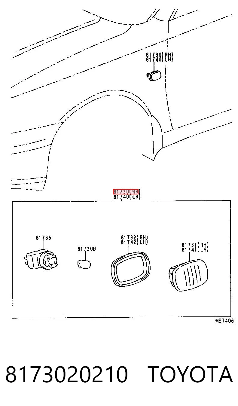 8173020210 Toyota Повторювач повороту в крило