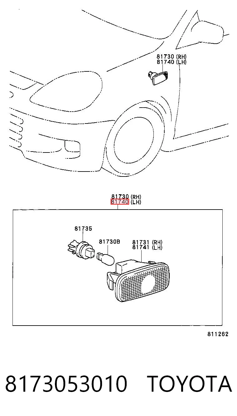 8173053010 Toyota Повторювач повороту в крило
