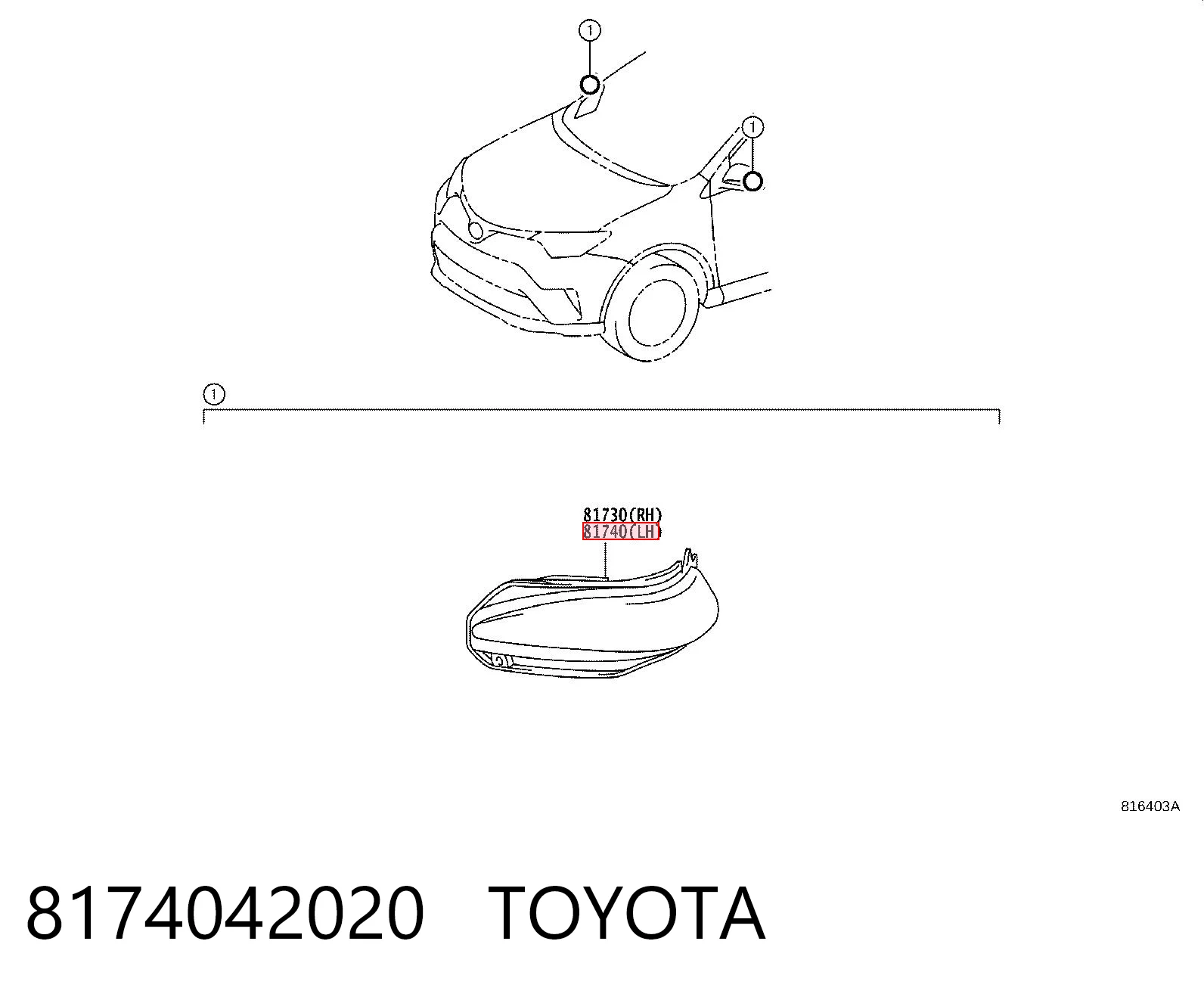 8174042020 Toyota Покажчик повороту дзеркала, лівий