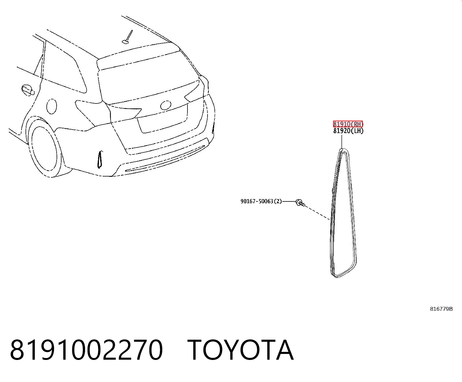 8191002270 Toyota Правий катафот бампера