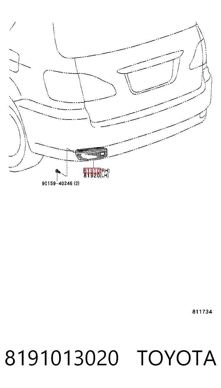 8191013020 Toyota Правий катафот бампера