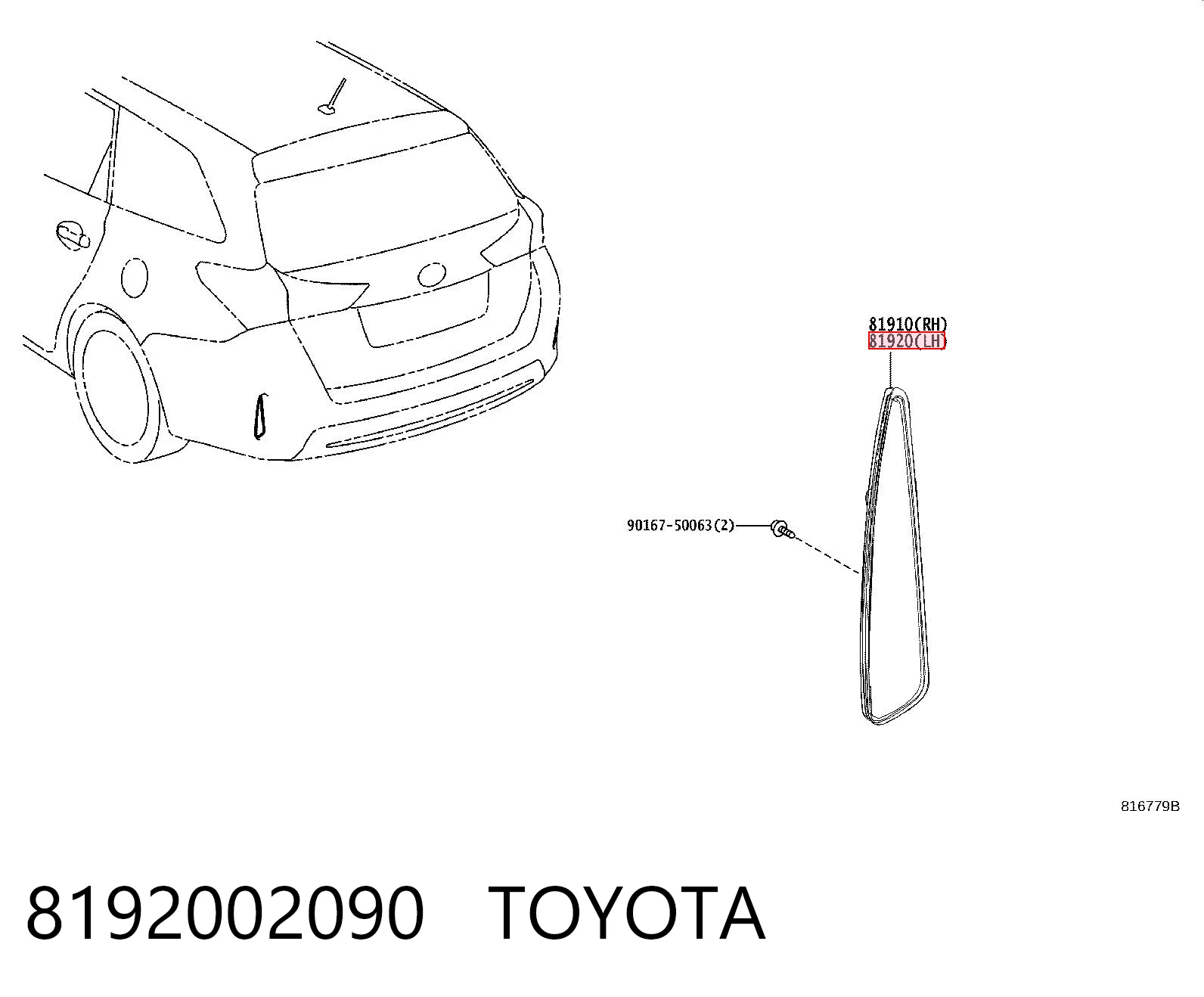8192002090 Toyota Лівий катафот бампера