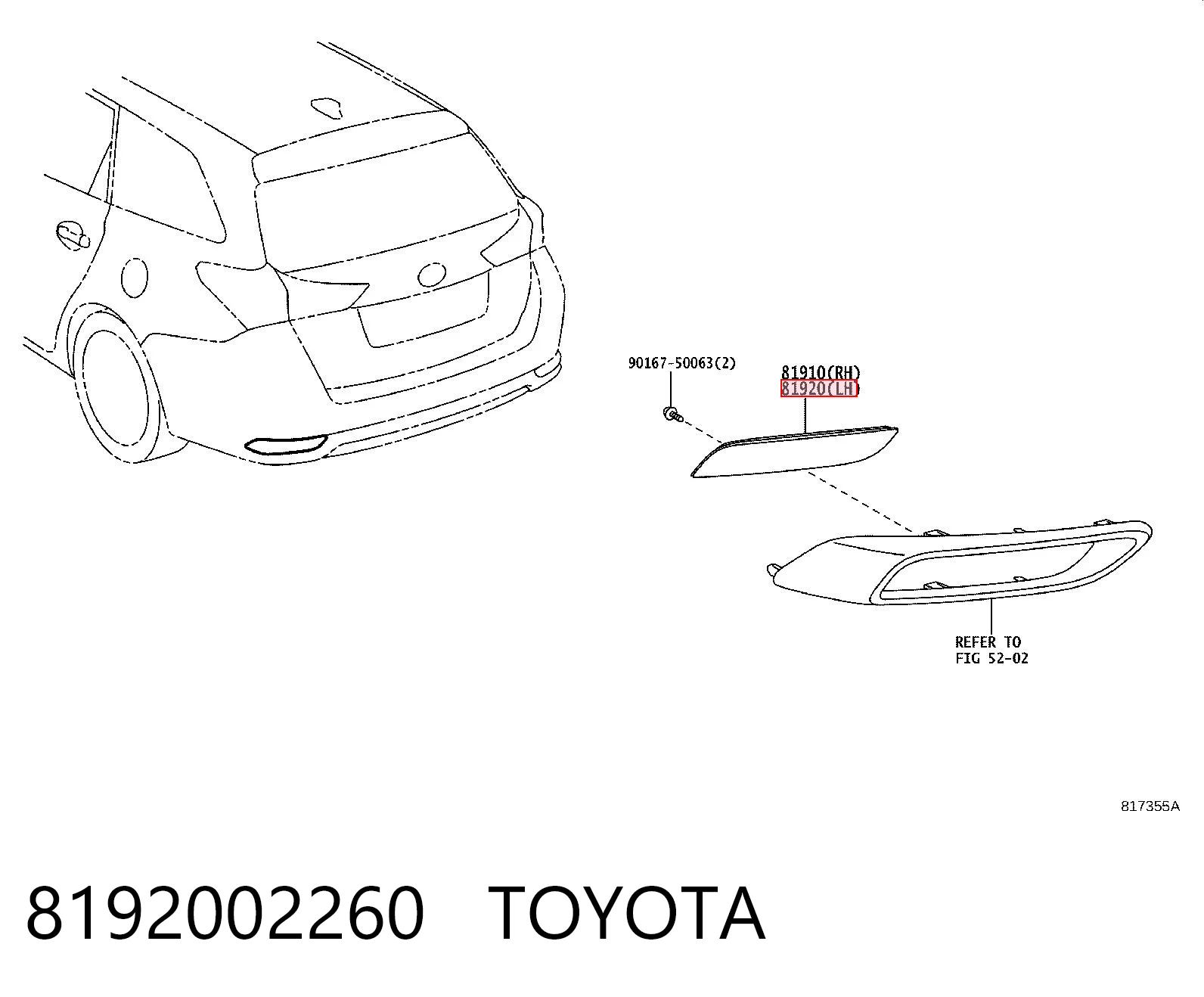 8192002260 Toyota Лівий катафот бампера