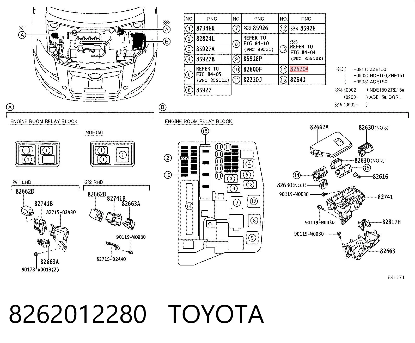8262012280 Toyota Реле запобіжників