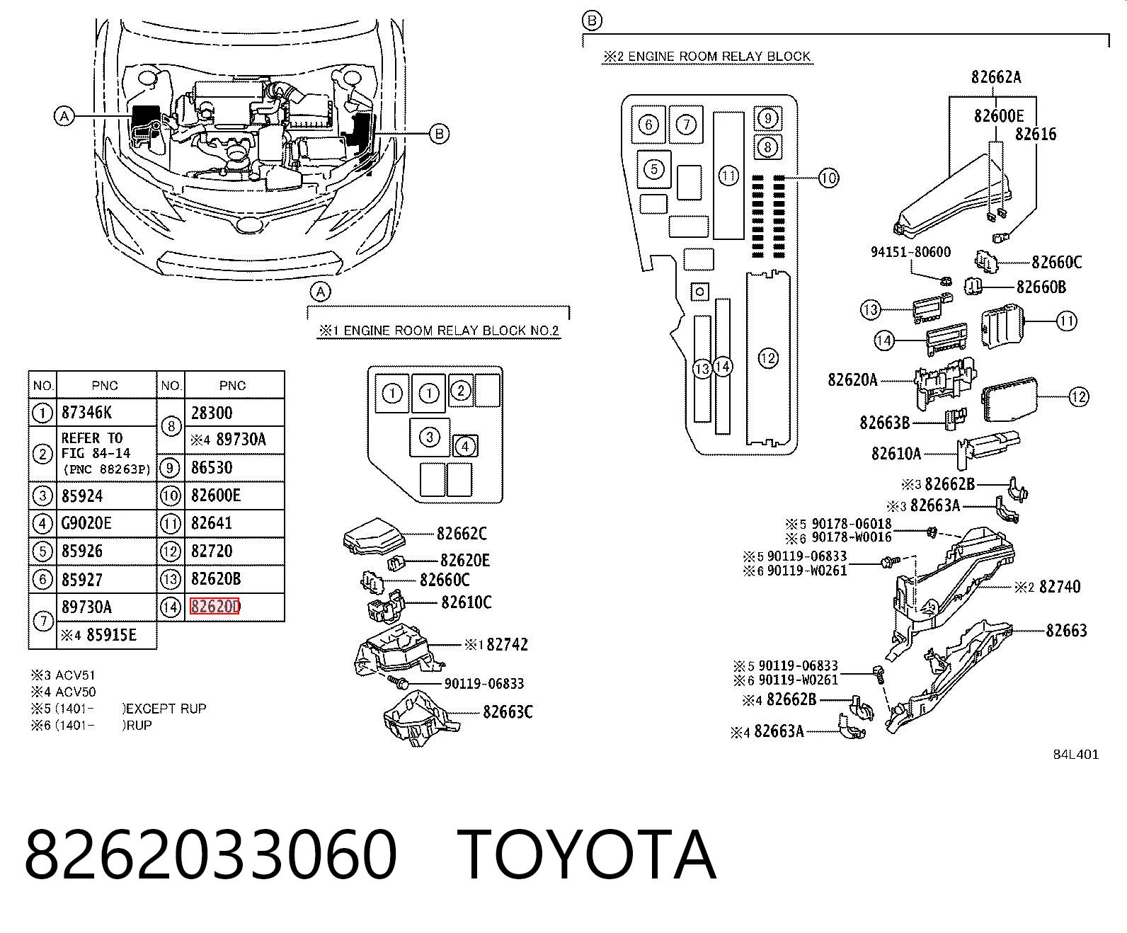 8262033060 Toyota Реле запобіжників