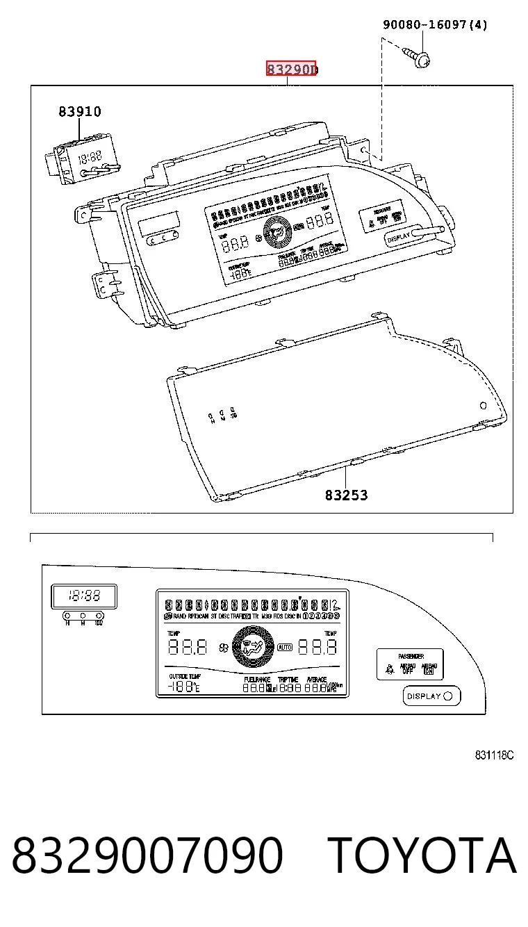 8329007090 Toyota Дисплей бортового комп'ютера