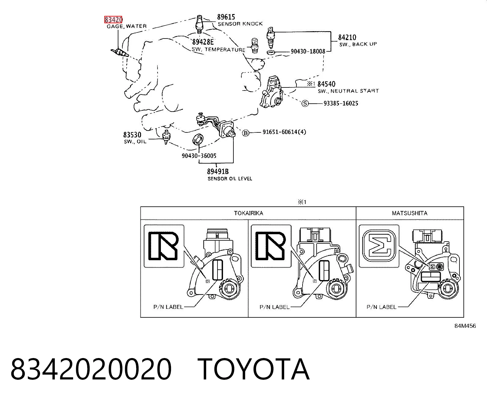 8342020020 Toyota Покажчик температури охолоджуючої рідини