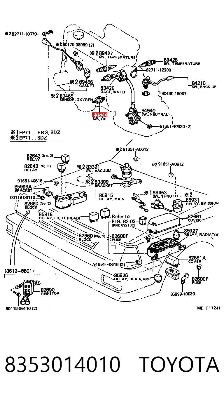 8353014010 Toyota Датчик показника тиску масла