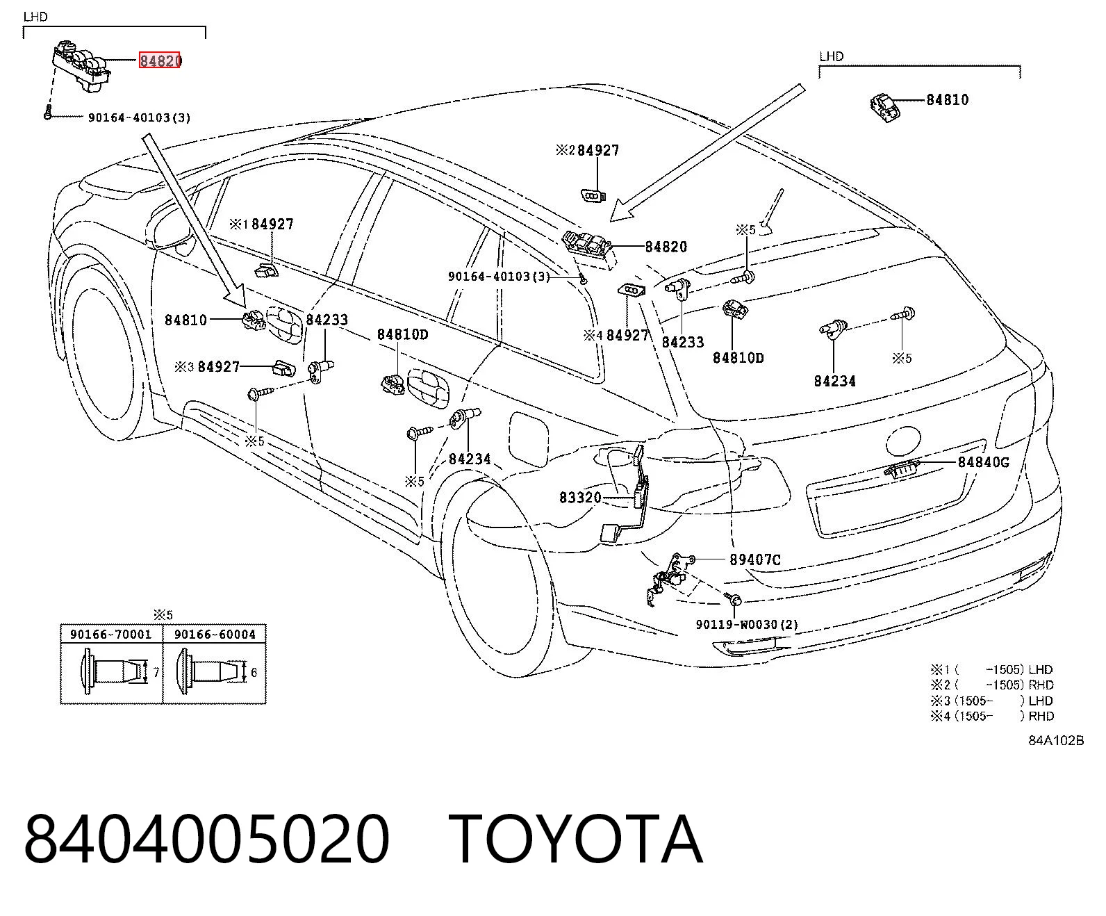 8404005020 Toyota Кнопки переднього лівого склопід'ємника