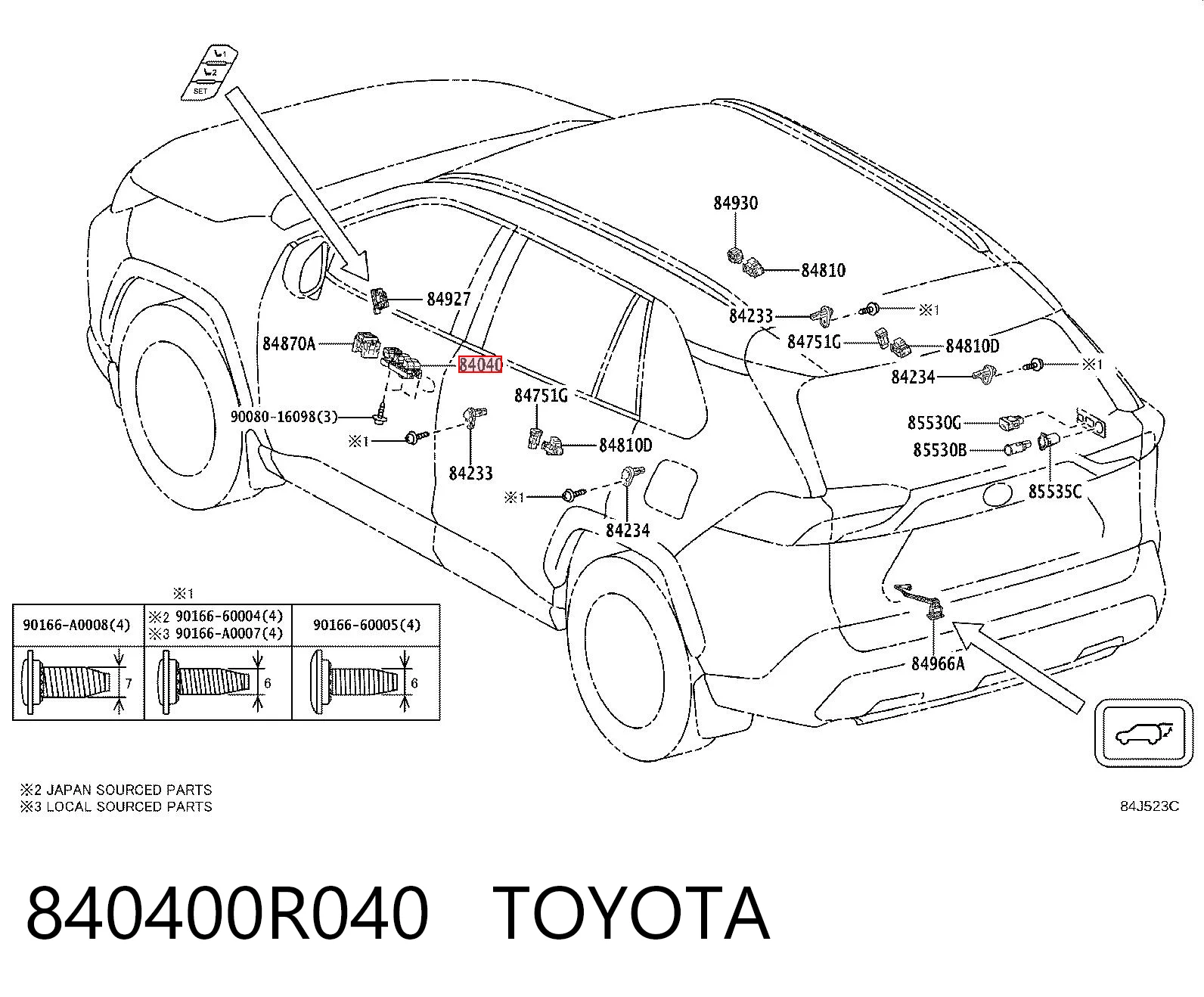 840400R040 Toyota Кнопки переднього лівого склопід'ємника