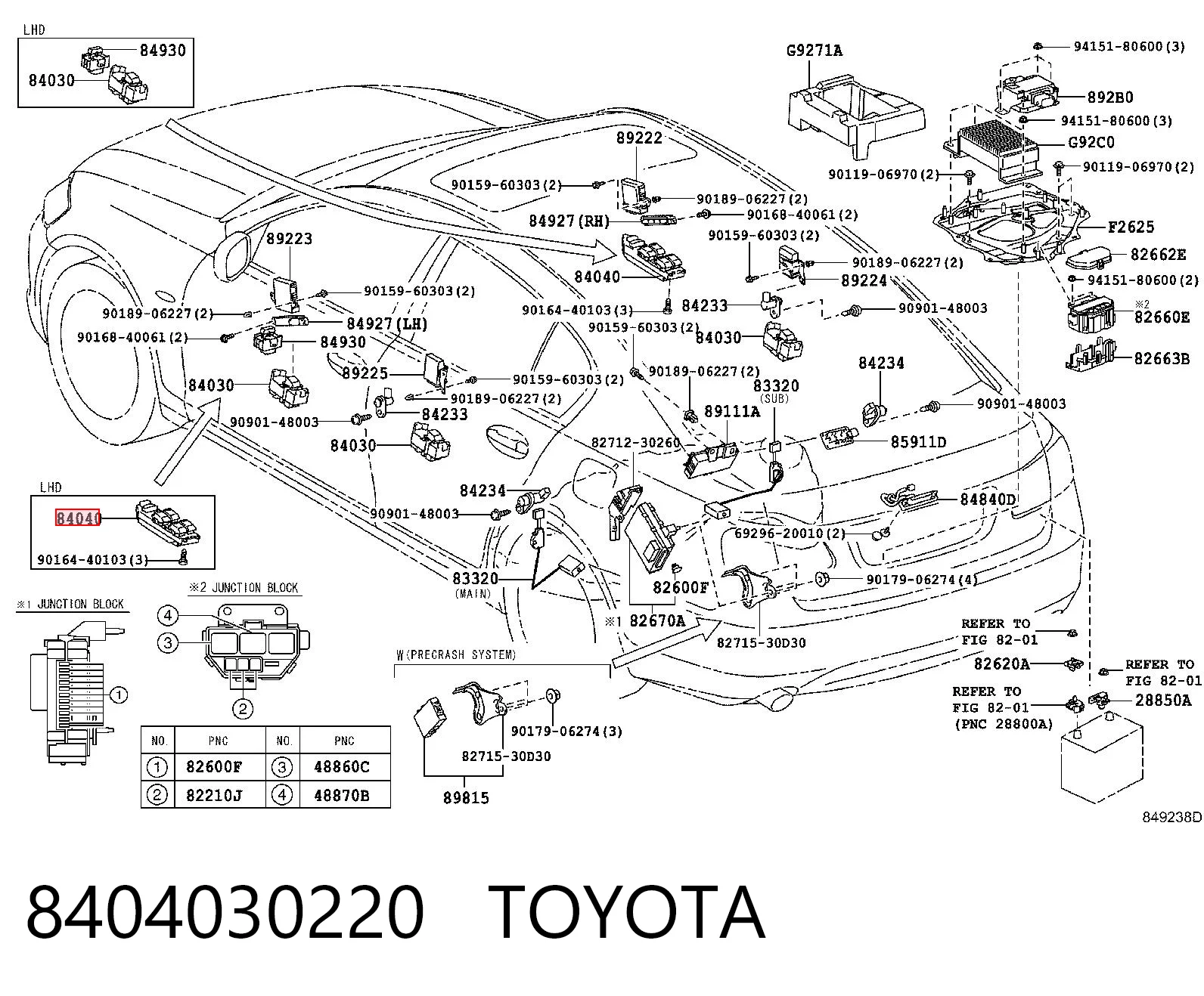 8404030220 Toyota Кнопки переднього лівого склопід'ємника