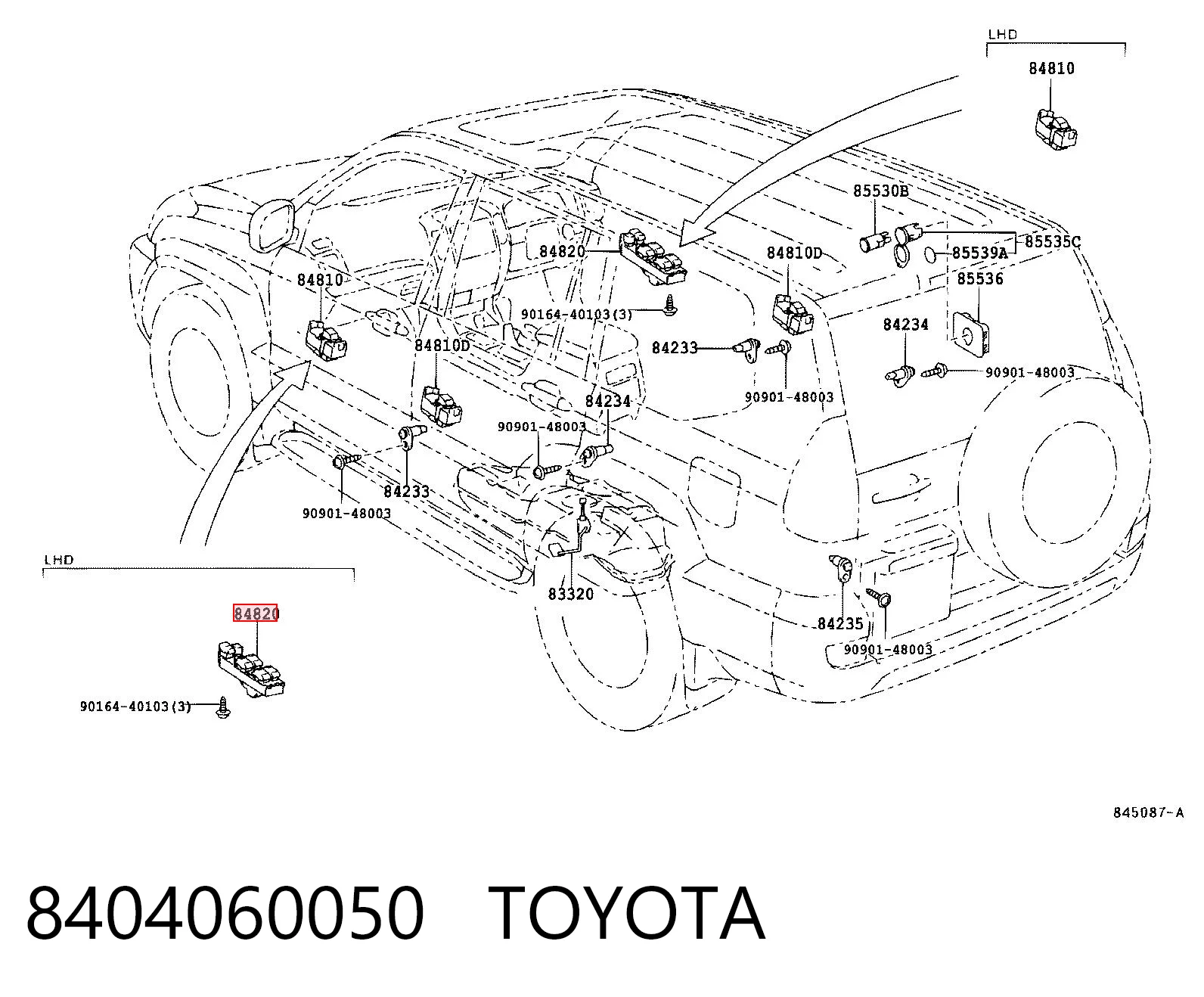 8404060050 Toyota Кнопковий блок управління склопідіймачами центральної консолі