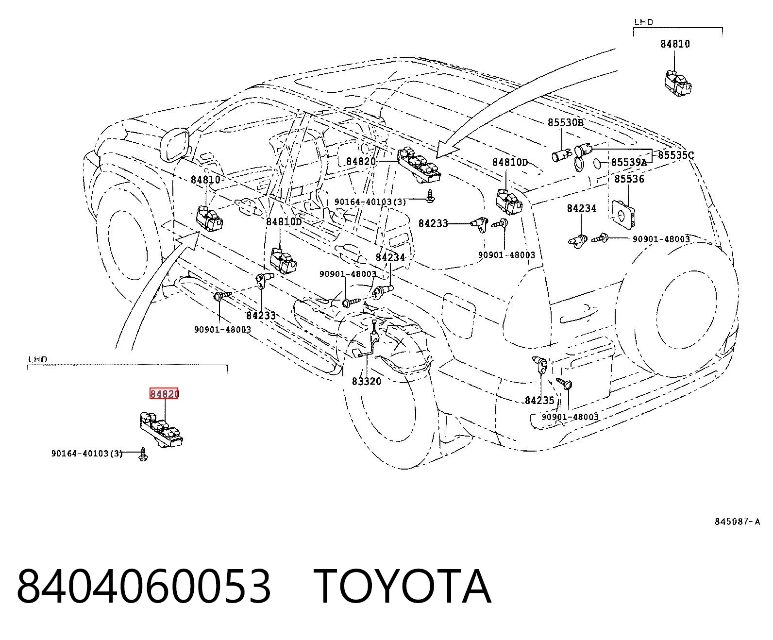 8404060053 Toyota Кнопковий блок управління склопідіймачами центральної консолі