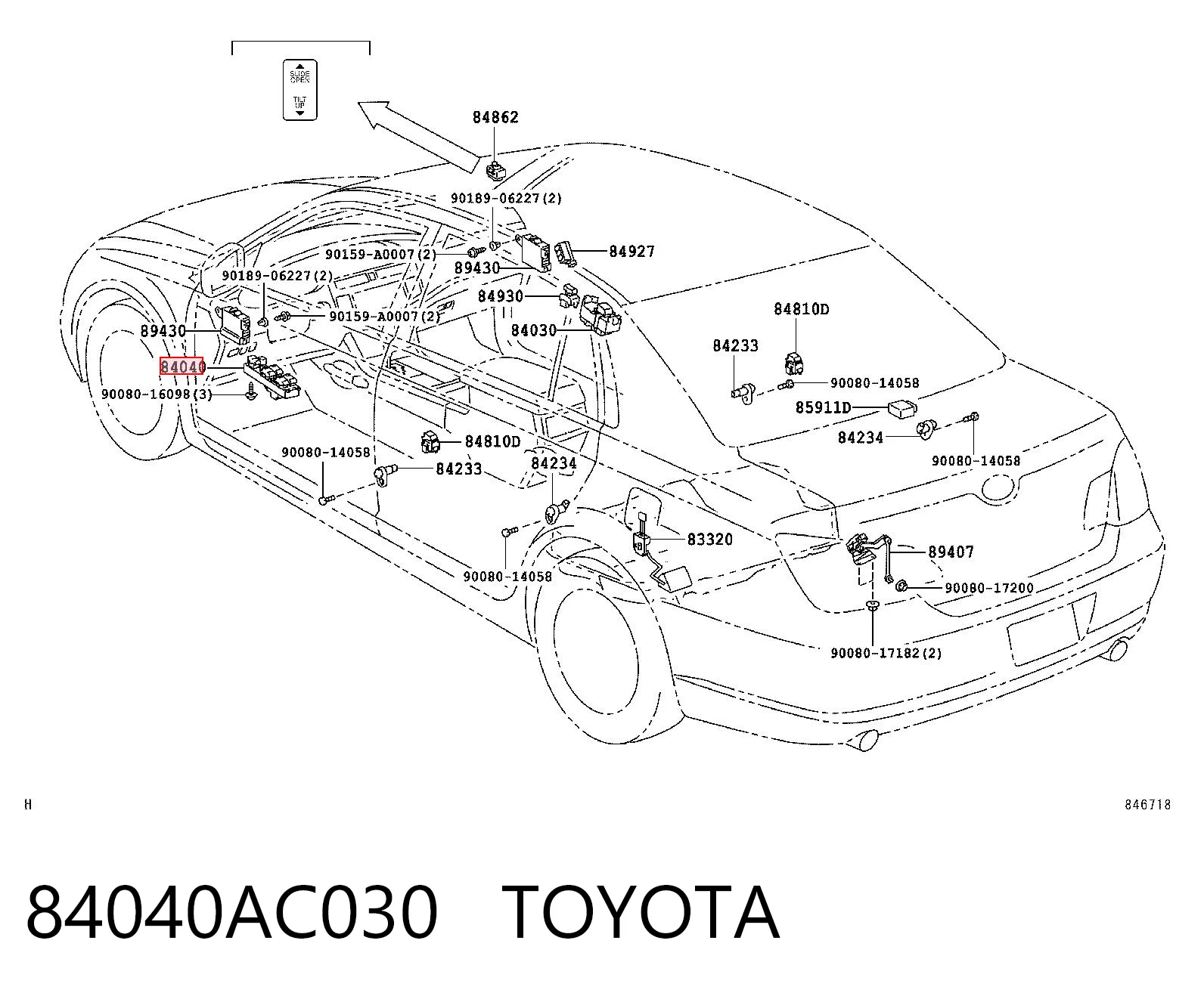84040AC030 Toyota Кнопки переднього лівого склопід'ємника
