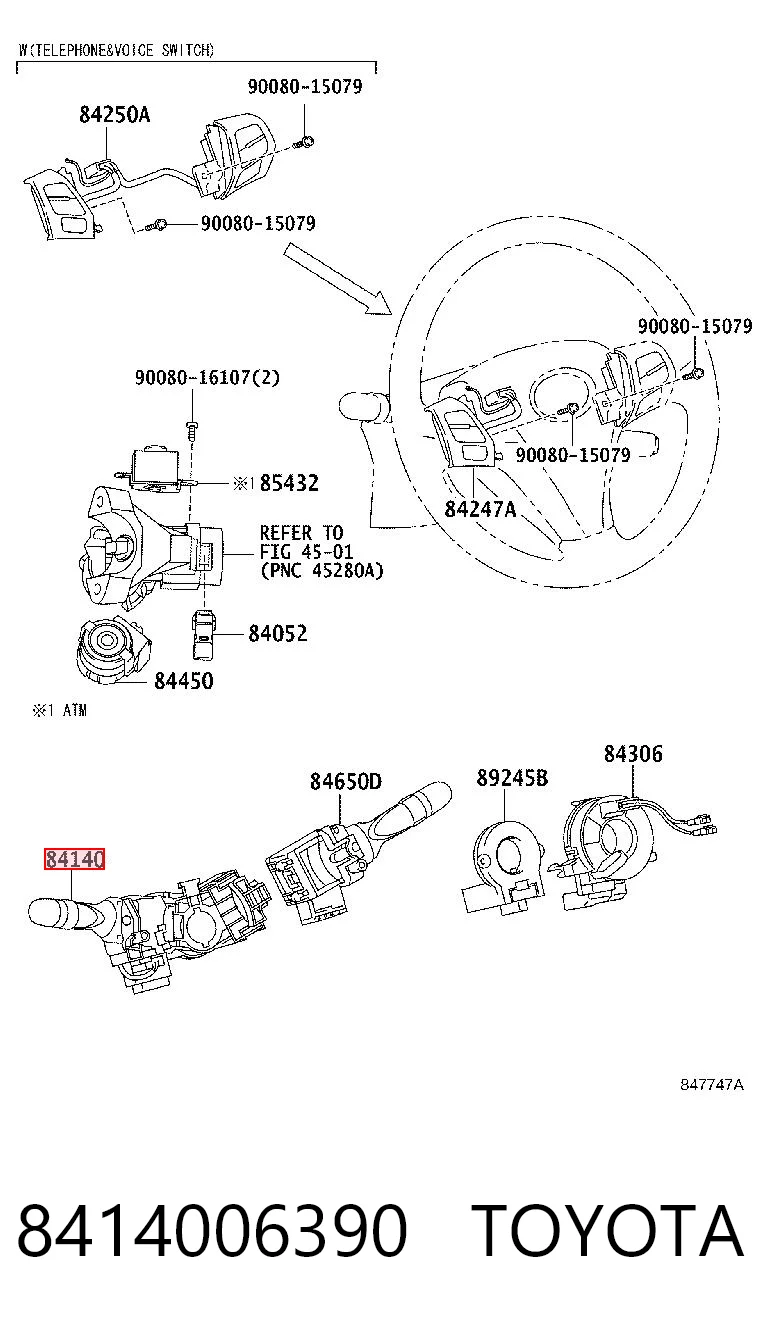 8414006390 Toyota Перемикач підрульовий, лівий
