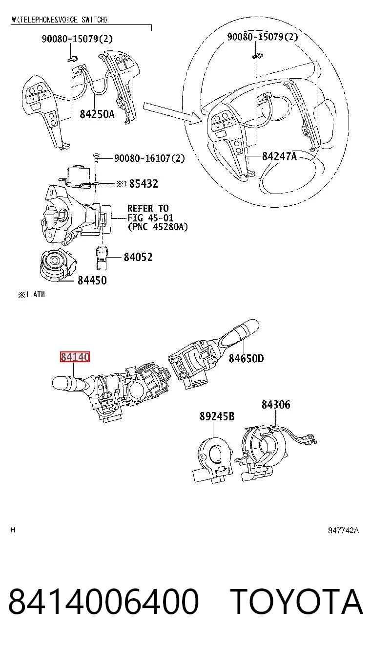 8414006400 Toyota Перемикач підрульовий, лівий