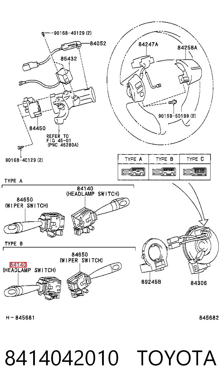 8414042010 Toyota Перемикач підрульовий, лівий