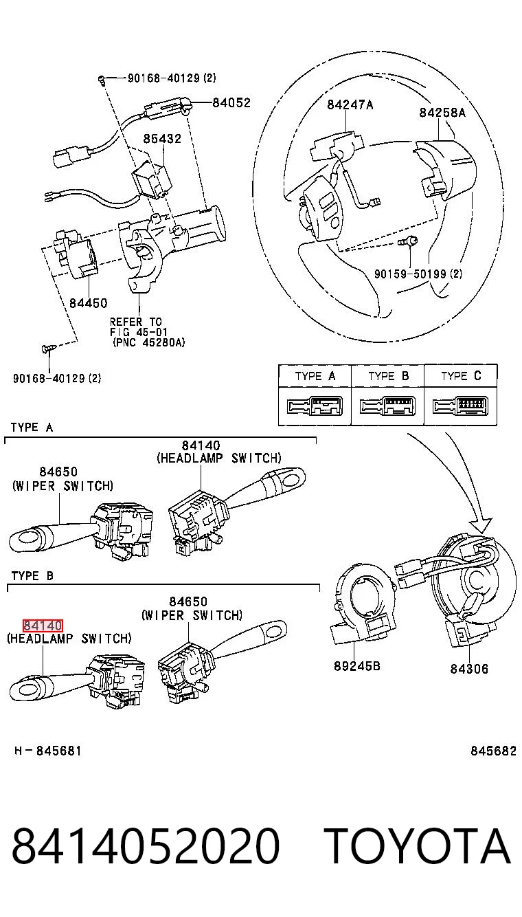 8414052020 Toyota Перемикач підрульовий, лівий