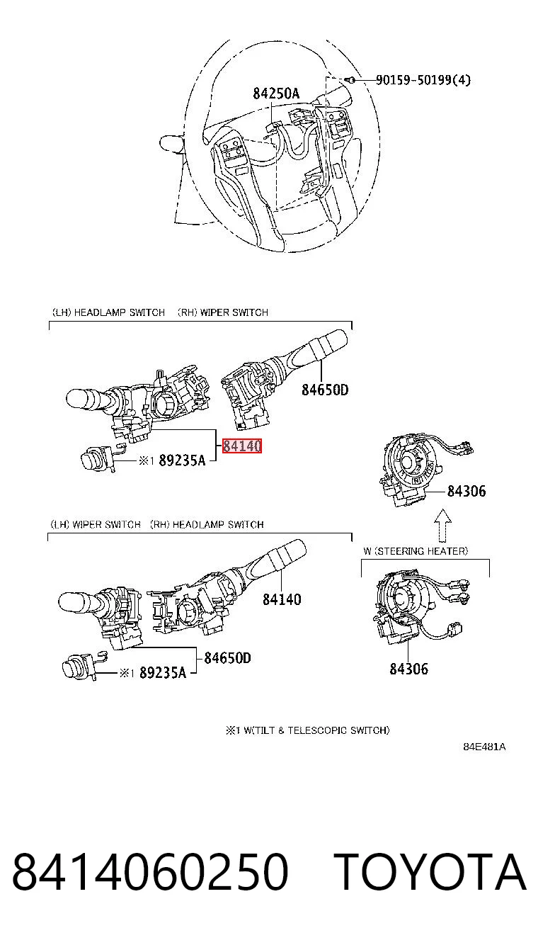 8414060250 Toyota Перемикач підрульовий, лівий