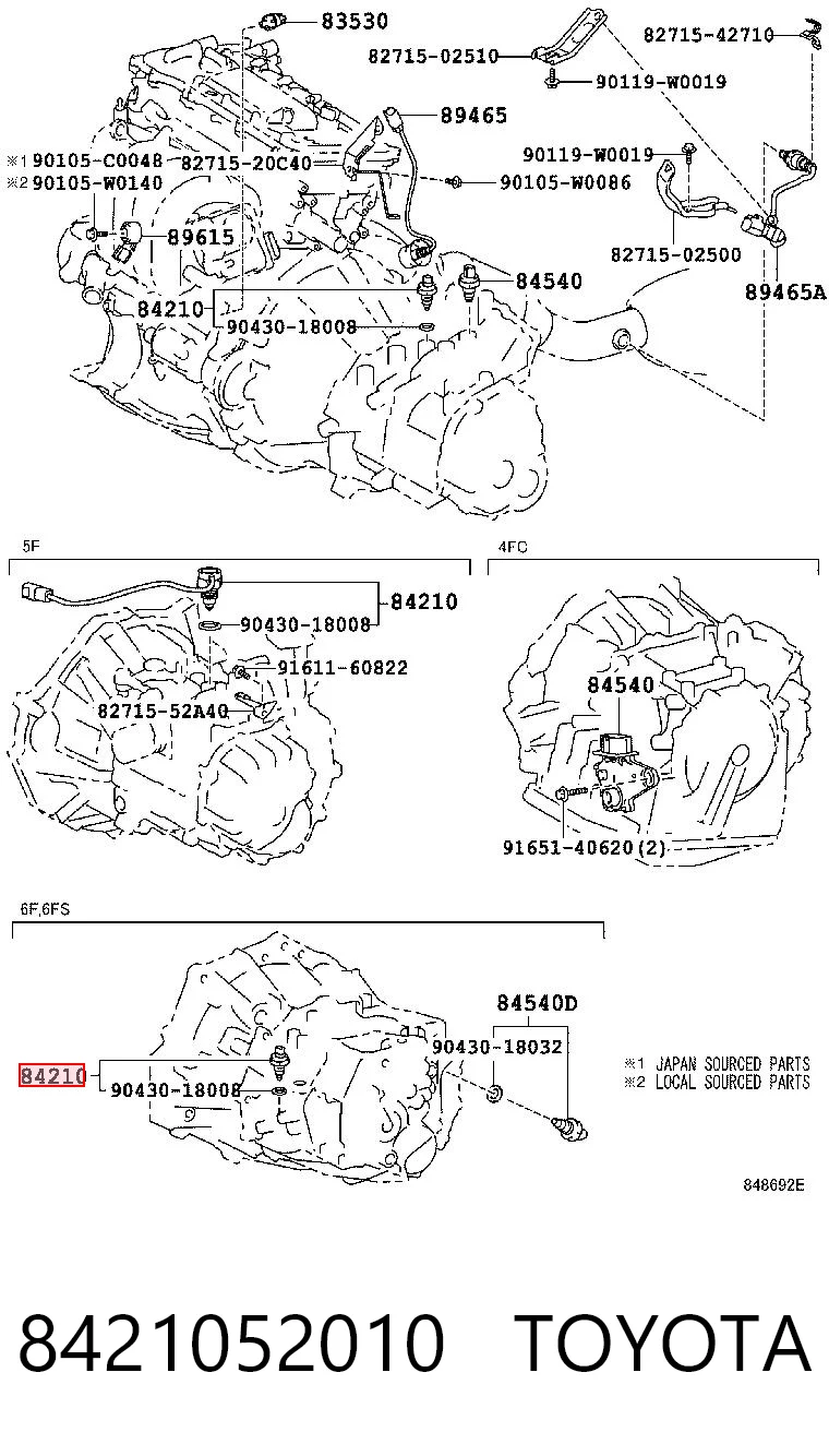 8421052010 Toyota Датчик включення ліхтарів заднього ходу