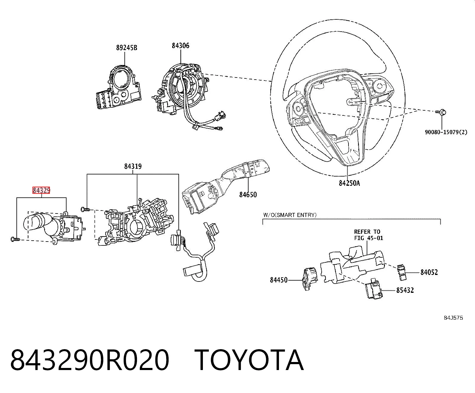 843290R020 Toyota Перемикач підрульовий, лівий