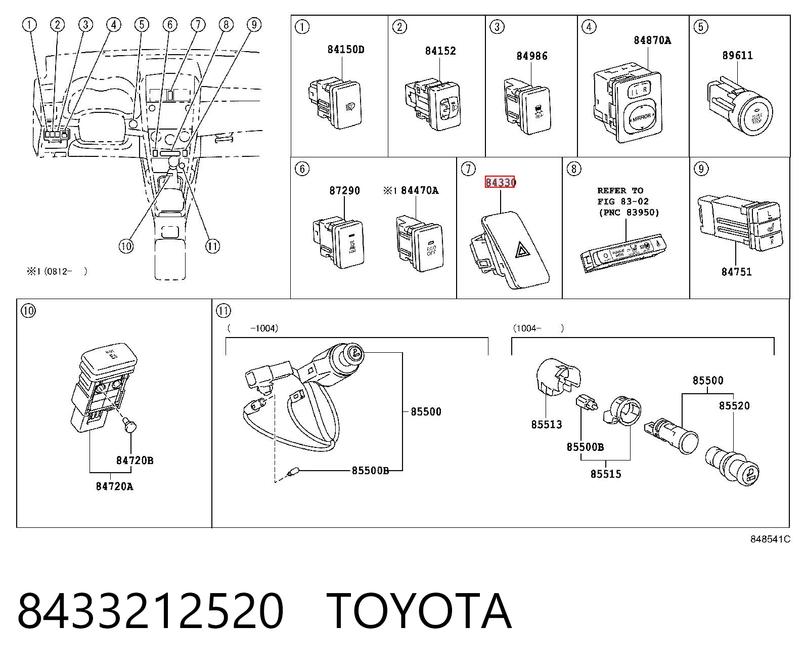 8433212520 Toyota Аварійна кнопка