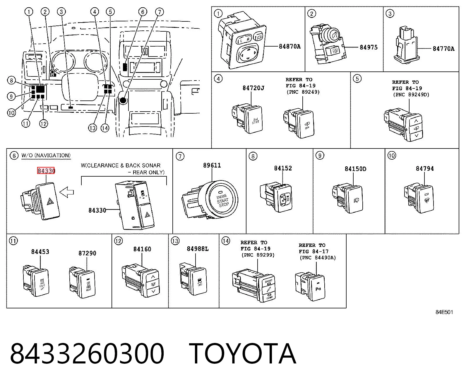 8433260300 Toyota Аварійна кнопка