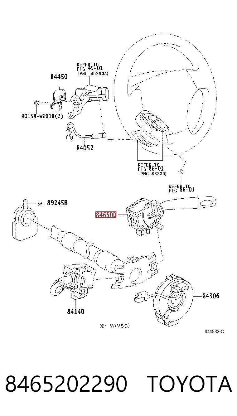 8465202290 Toyota Перемикач підрульовий, правий